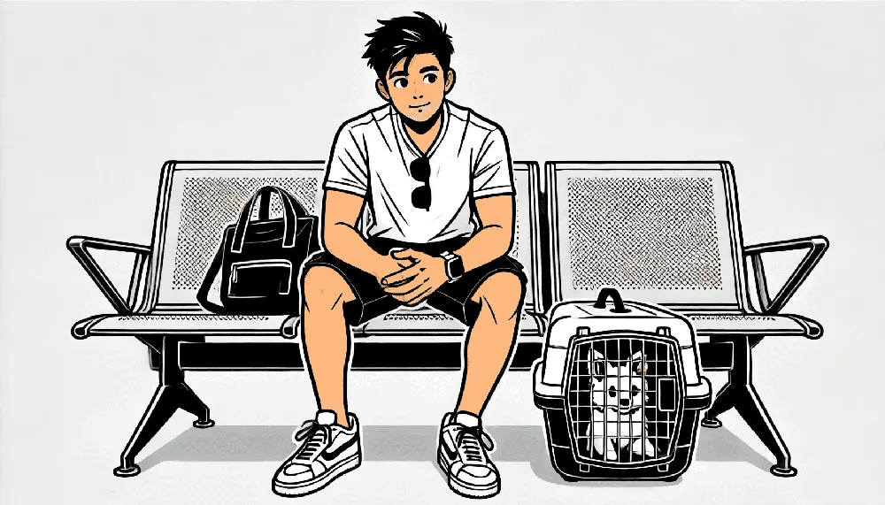 Guy with a pet carrier